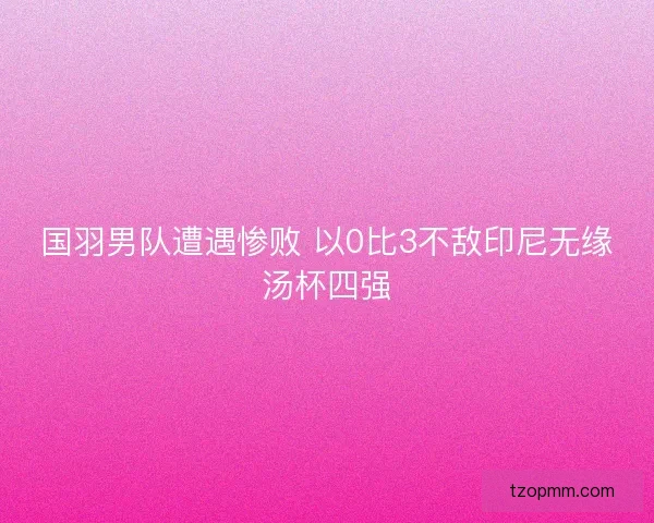 国羽男队遭遇惨败 以0比3不敌印尼无缘汤杯四强